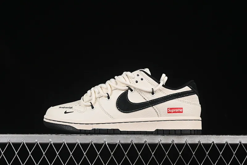All categories Nk SB Dunk Series Nk SB Dunk Low High-end customized low-top sneakers Nike SB Dunk Low Sup series Strap off-white and black hook Anniversary high-end customized low-top casual sneakers YX5066-282